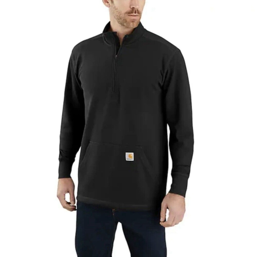 Carhartt Heavyweight Long Sleeve 1/2 Zip Thermal Shirt Mens Black Size 2XL Tall